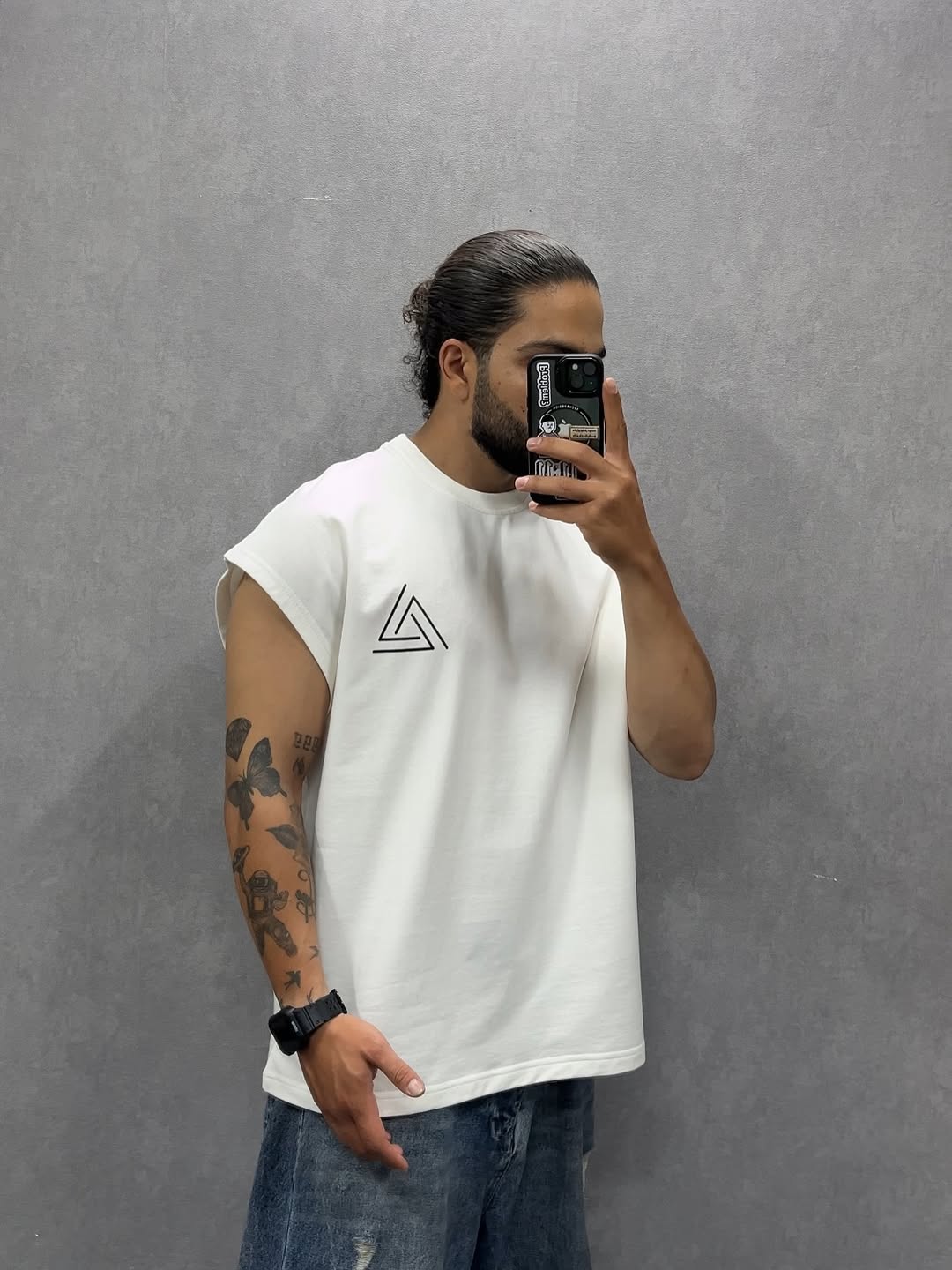 Triangle Minimalist Sleeveless Tee White